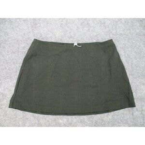 Nautica Womens Skirt Medium Green Short Drawstring Pull On Stripes Casual